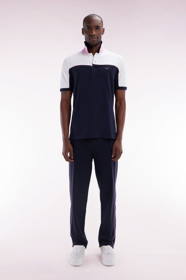 Pantalon Jogging En Coton Interlock Marine Coupe Droite Eden Park