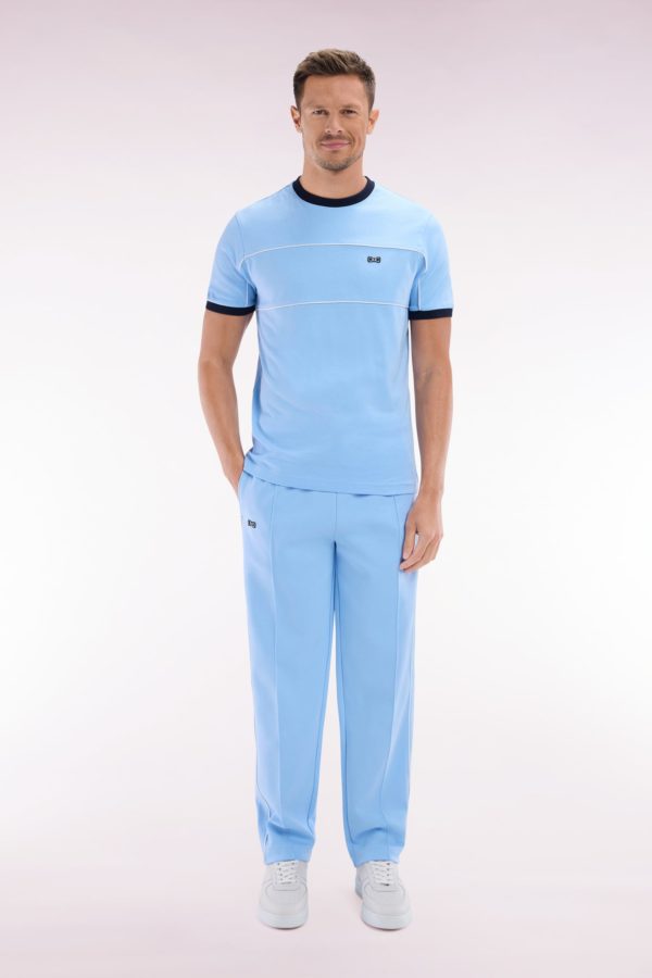 Pantalon Jogging En Coton Interlock Ciel Coupe Droite Eden Park