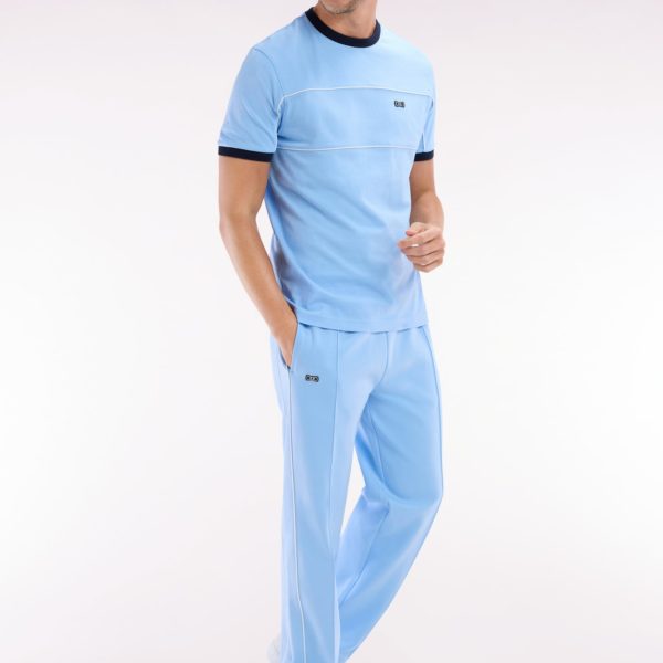 Pantalon Jogging En Coton Interlock Ciel Coupe Droite Eden Park