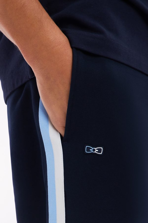 Pantalon Jogging En Coton Marine À Détails Tricolores Coupe Décontractée Eden Park – Image 4