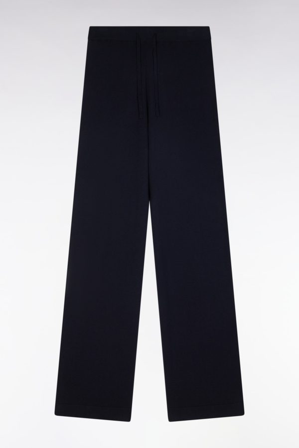 Pantalon À Jambe Large En Coton Biologique Et Cachemire Marine Coupe Décontractée Eden Park – Image 5