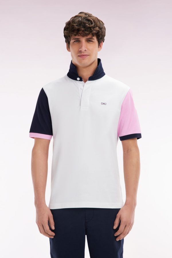 Maillot À Manches Courtes En Jersey De Coton Blanc Manches Bicolores Eden Park