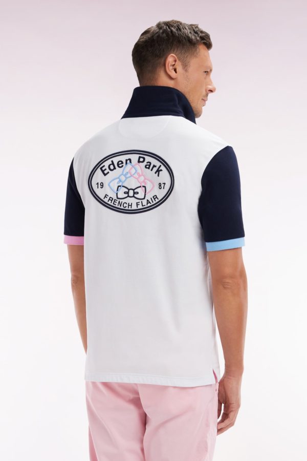 Maillot À Manches Courtes En Jersey De Coton Blanc Broderie Dos Eden Park – Image 3
