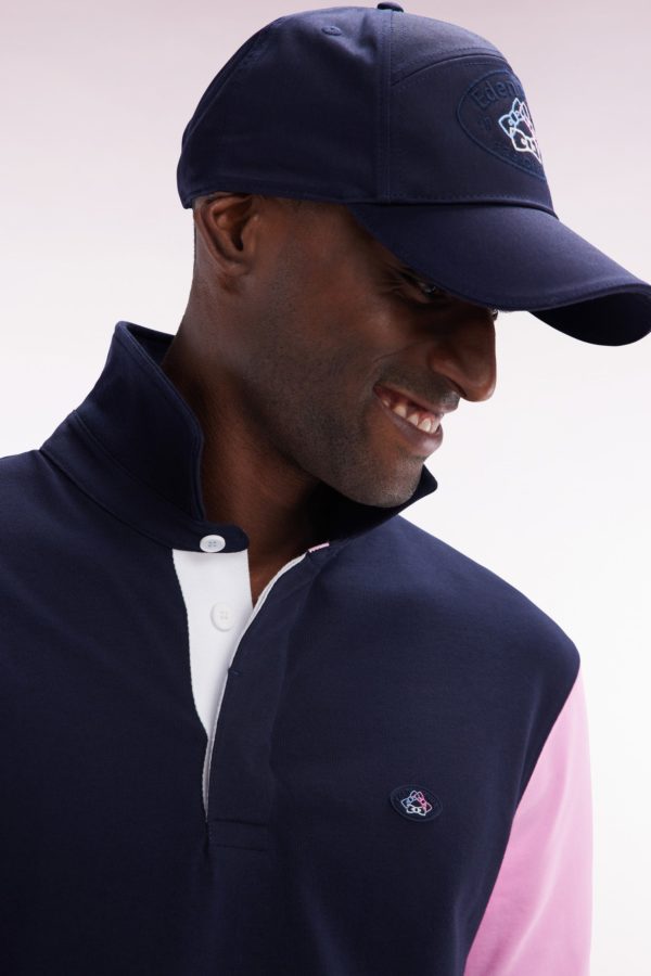 Maillot À Manches Courtes En Jersey De Coton Marine Broderie Dos Eden Park – Image 4