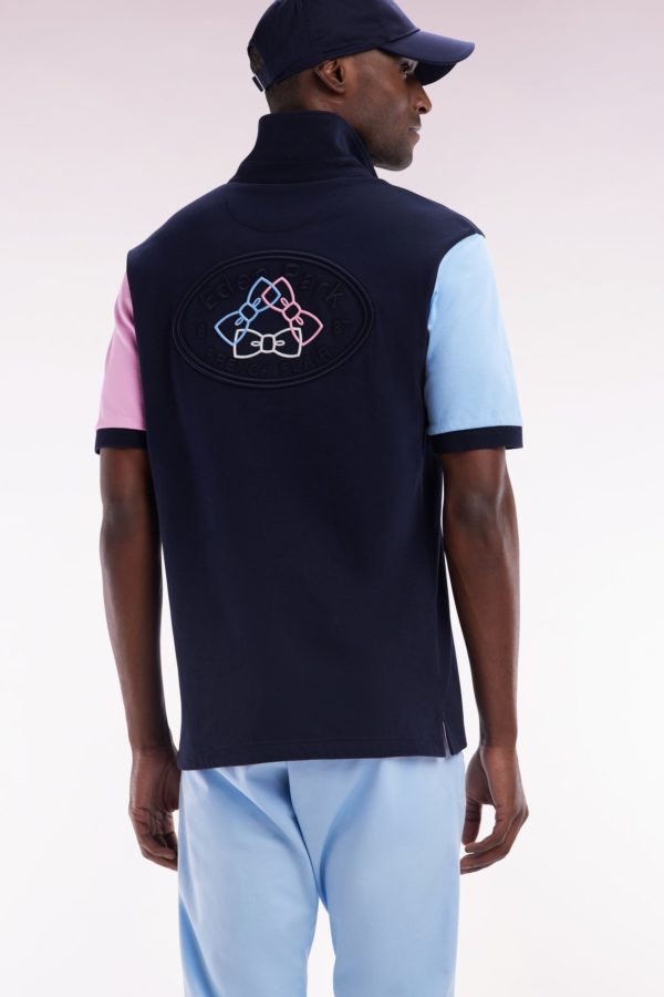 Maillot À Manches Courtes En Jersey De Coton Marine Broderie Dos Eden Park – Image 3