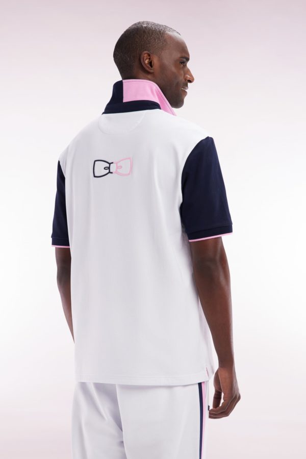 Maillot À Manches Courtes En Coton Blanc Col Bicolore Coupe Décontractée Eden Park – Image 3