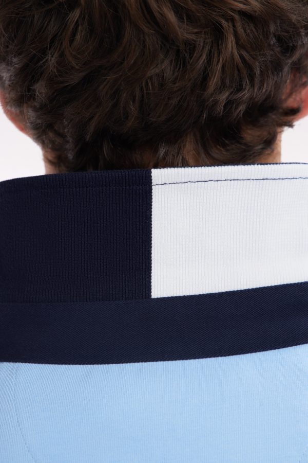 Maillot À Manches Courtes En Coton Ciel Col Bicolore Coupe Décontractée Eden Park – Image 4