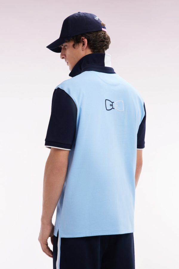 Maillot À Manches Courtes En Coton Ciel Col Bicolore Coupe Décontractée Eden Park – Image 3