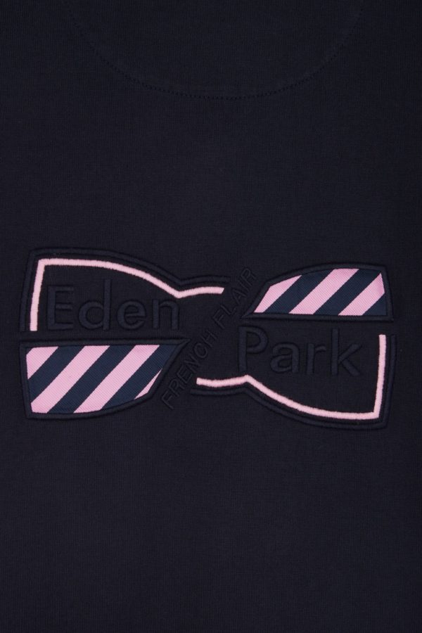 Maillot À Manches Courtes En Jersey De Coton Blanc Coupe Droite Broderies Nœud Papillon Eden Park – Image 5