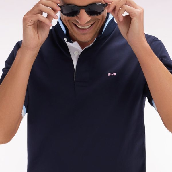 Maillot À Manches Courtes En Jersey De Coton Marine Coupe Droite Broderies Nœud Papillon Eden Park