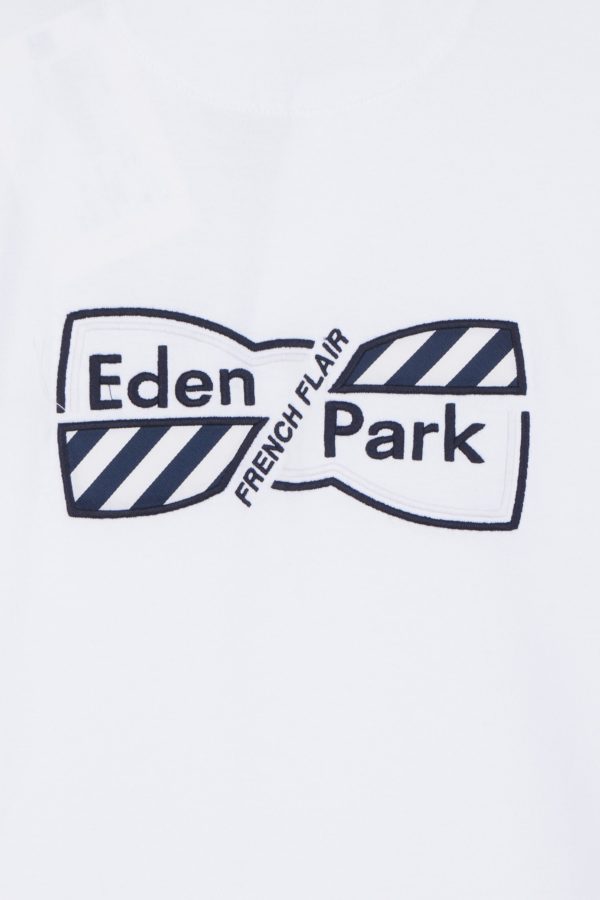 Maillot À Manches Courtes En Jersey De Coton Ciel Coupe Droite Broderies Nœud Papillon Eden Park – Image 5
