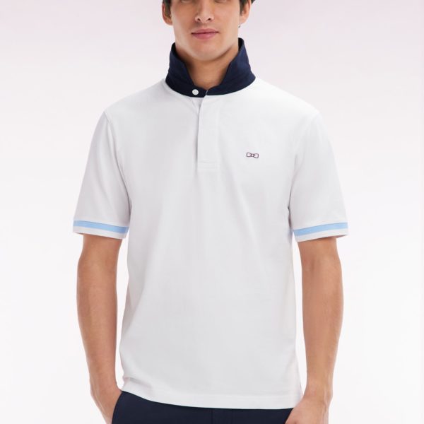 Maillot À Manches Courtes En Coton Blanc Broderie Dos Eden Park Coupe Droite Eden Park