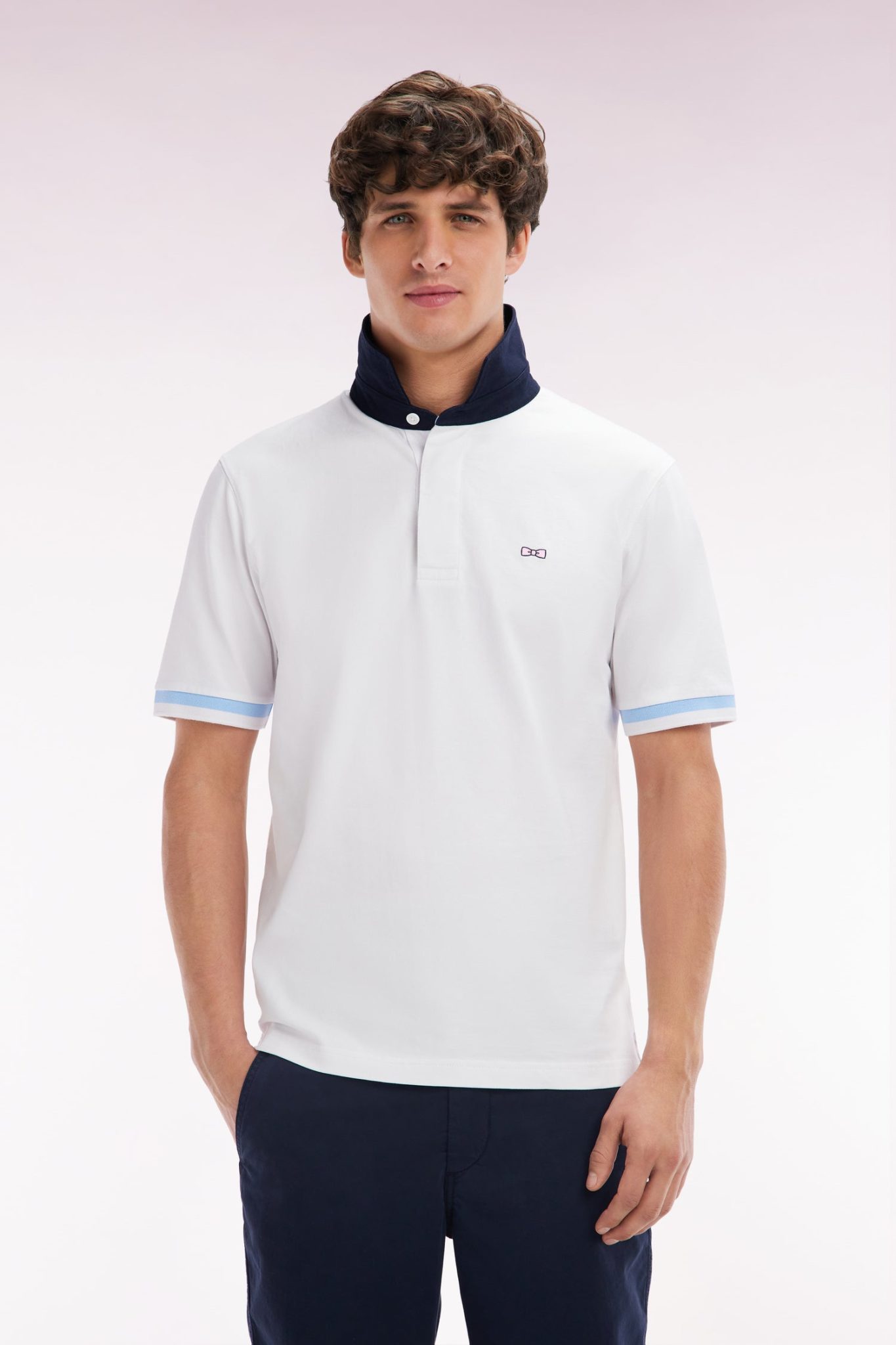 Maillot À Manches Courtes En Coton Blanc Broderie Dos Eden Park Coupe Droite Eden Park