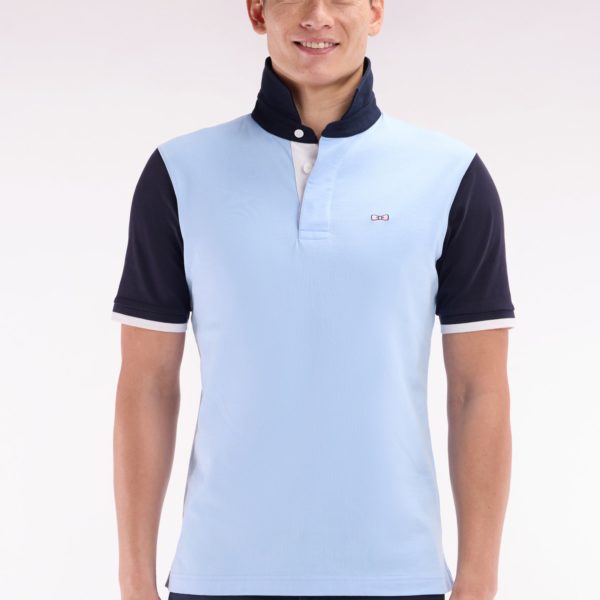 Maillot À Manches Courtes En Coton Marine Et Ciel Broderie Dos Coupe Droite Eden Park