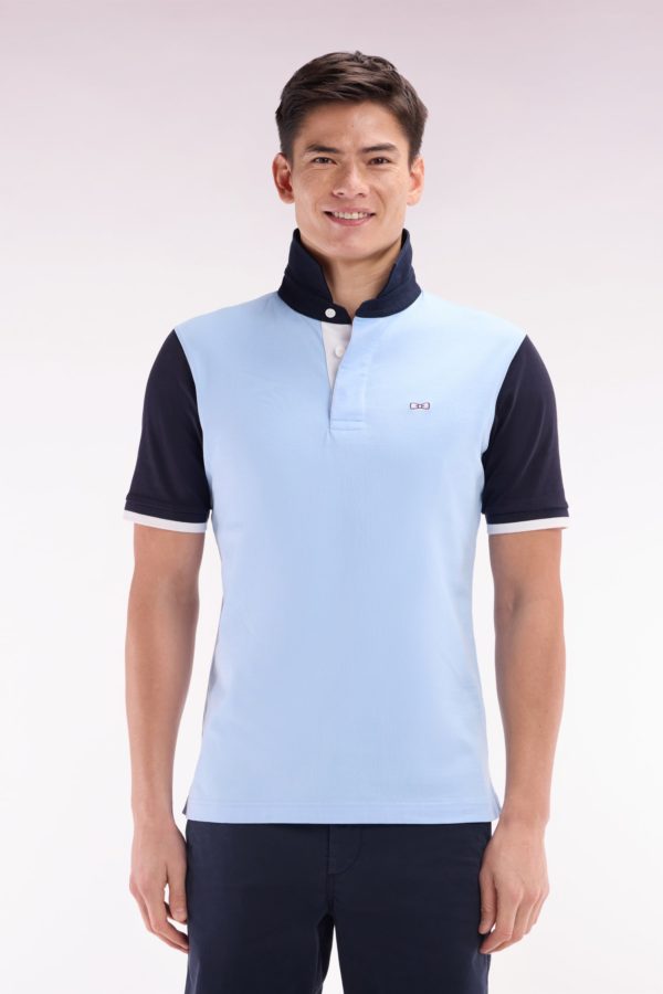 Maillot À Manches Courtes En Coton Marine Et Ciel Broderie Dos Coupe Droite Eden Park