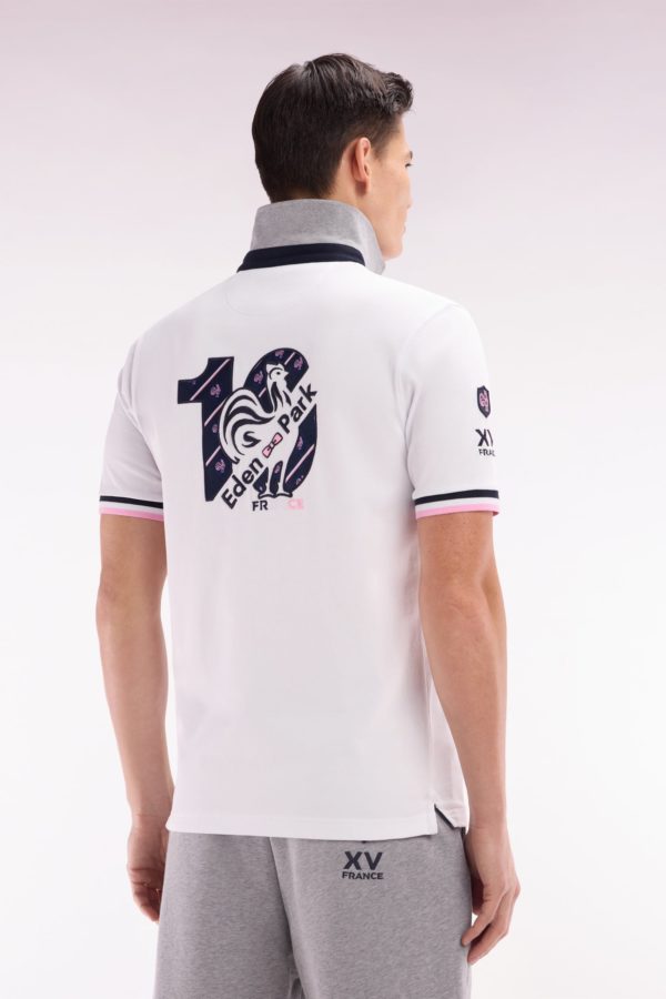 Maillot À Manches Courtes Xv De France En Coton Blanc Broderie Dos Eden Park – Image 3