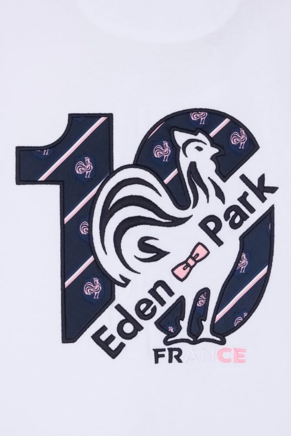 Maillot À Manches Courtes Xv De France En Coton Blanc Broderie Dos Eden Park – Image 5