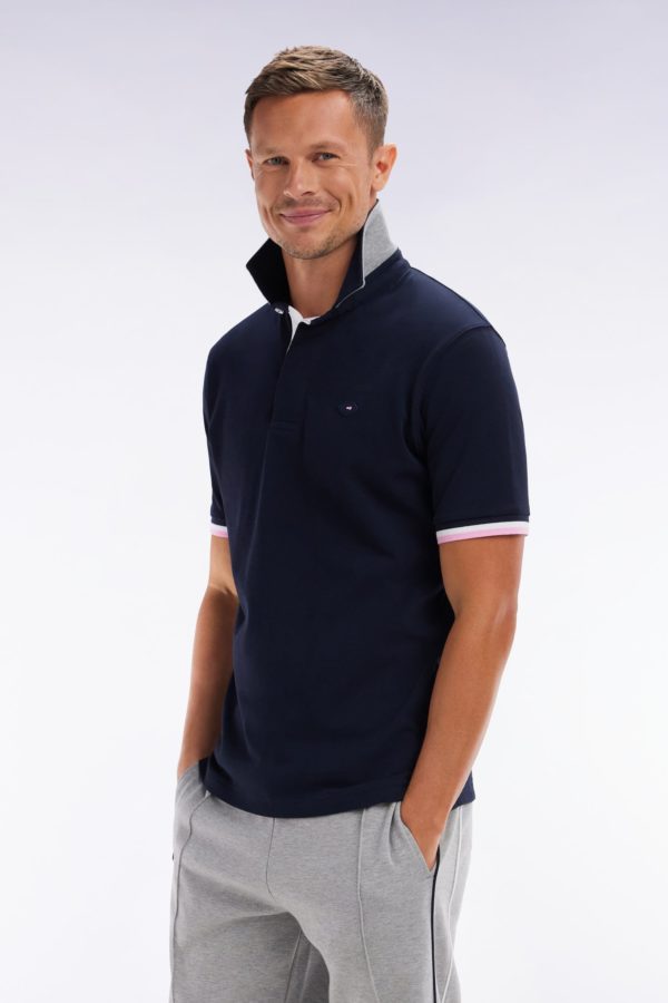 Maillot À Manches Courtes En Coton Marine Et Gris Broderie Dos Coupe Droite Eden Park – Image 2