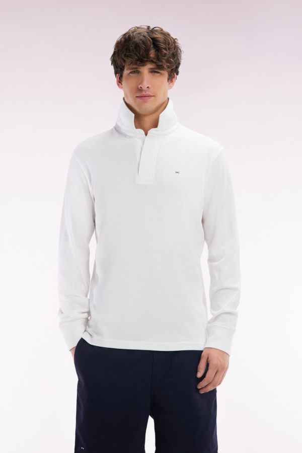 Maillot À Manches Longues En Coton Pima Blanc Coupe Droite Eden Park
