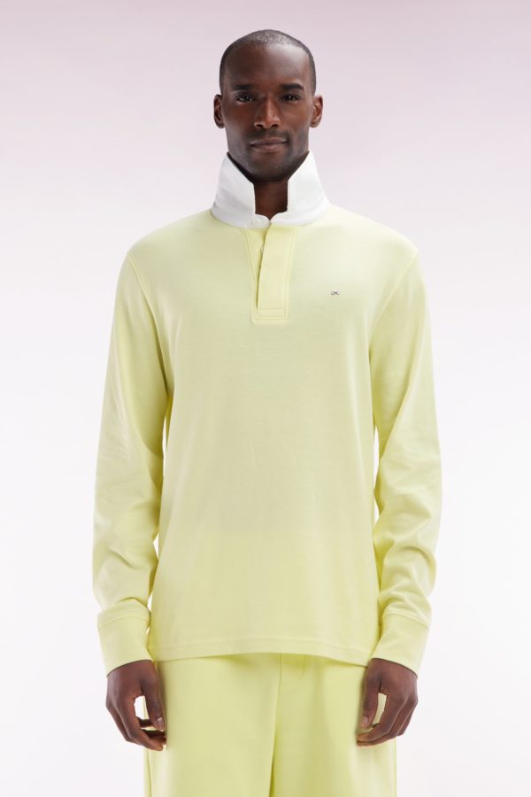 Maillot À Manches Longues En Coton Pima Jaune Coupe Droite Eden Park
