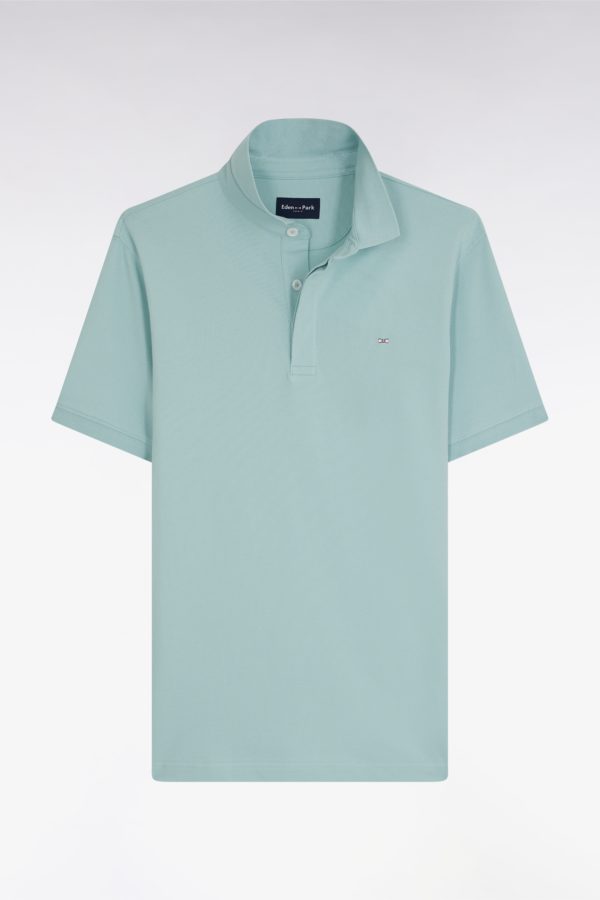 Polo À Manches Courtes En Piqué Coton Stretch Vert D'eau Coupe Ajustée Eden Park