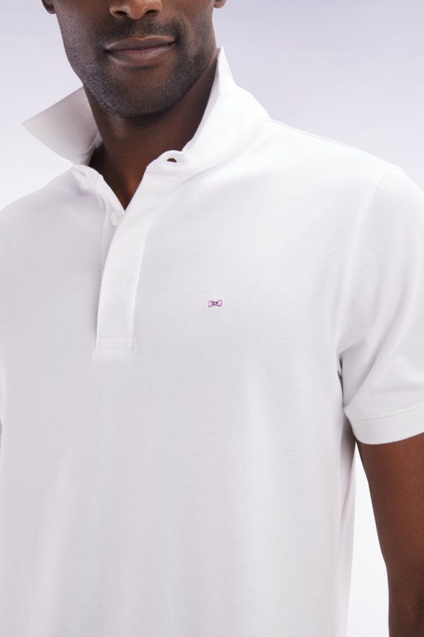 Polo À Manches Courtes En Piqué Coton Stretch Blanc Coupe Ajustée Eden Park – Image 4