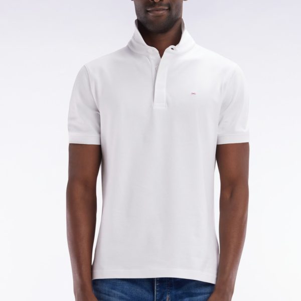 Polo À Manches Courtes En Piqué Coton Stretch Blanc Coupe Ajustée Eden Park