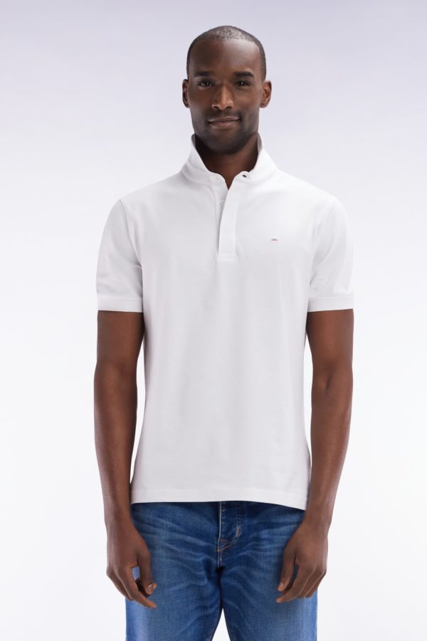 Polo À Manches Courtes En Piqué Coton Stretch Blanc Coupe Ajustée Eden Park