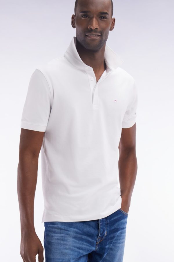 Polo À Manches Courtes En Piqué Coton Stretch Blanc Coupe Ajustée Eden Park – Image 2
