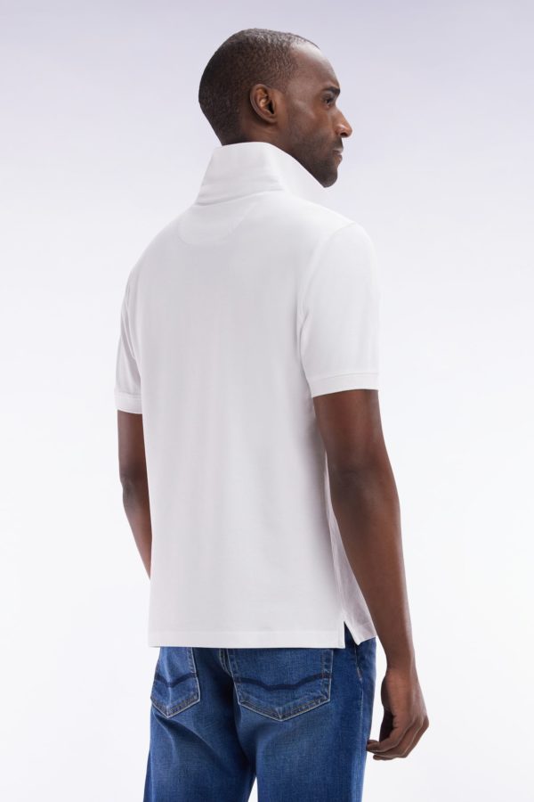 Polo À Manches Courtes En Piqué Coton Stretch Blanc Coupe Ajustée Eden Park – Image 3