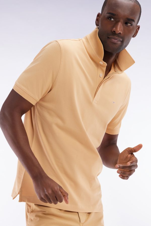 Polo À Manches Courtes En Piqué Coton Stretch Camel Coupe Ajustée Eden Park – Image 2