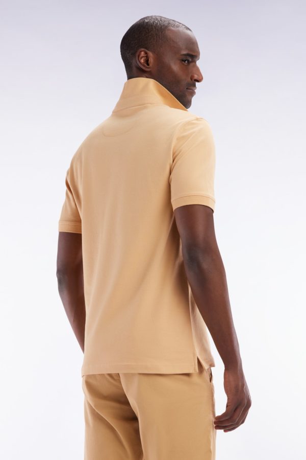 Polo À Manches Courtes En Piqué Coton Stretch Camel Coupe Ajustée Eden Park – Image 3