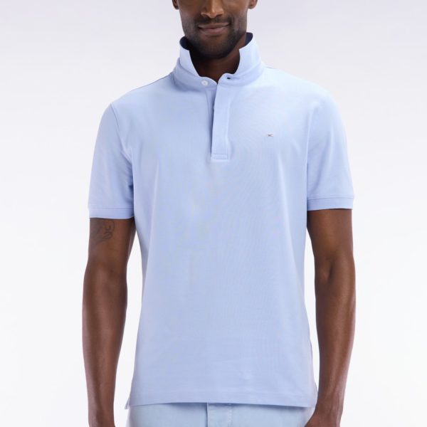 Polo À Manches Courtes En Piqué Coton Stretch Gris Clair Coupe Ajustée Eden Park