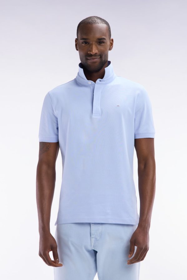 Polo À Manches Courtes En Piqué Coton Stretch Gris Clair Coupe Ajustée Eden Park