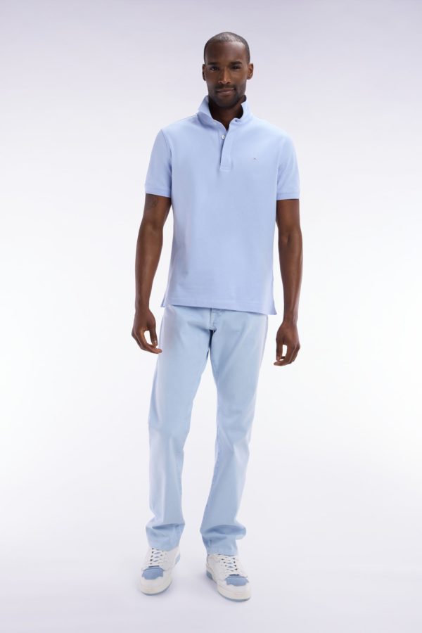 Polo À Manches Courtes En Piqué Coton Stretch Gris Clair Coupe Ajustée Eden Park – Image 2