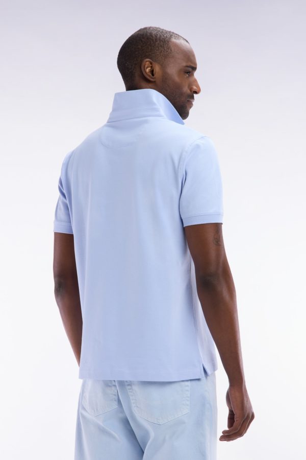Polo À Manches Courtes En Piqué Coton Stretch Gris Clair Coupe Ajustée Eden Park – Image 3