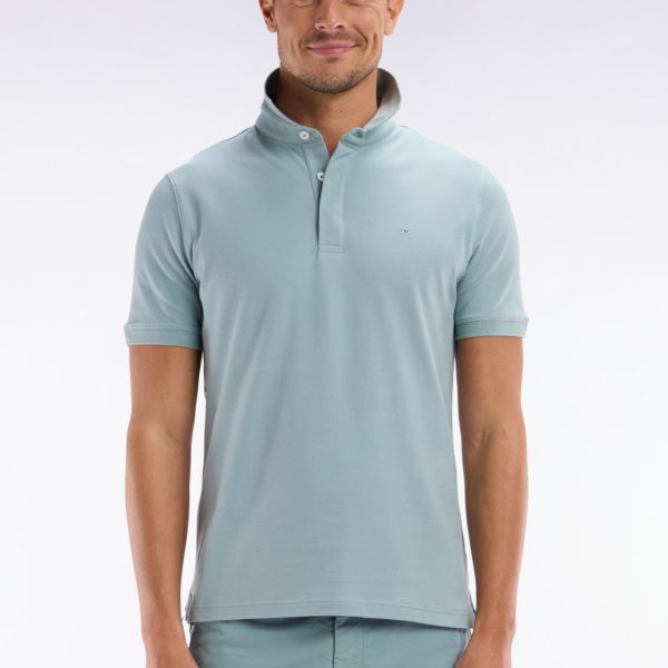 Polo À Manches Courtes En Coton Stretch Gris Moyen Coupe Ajustée Eden Park