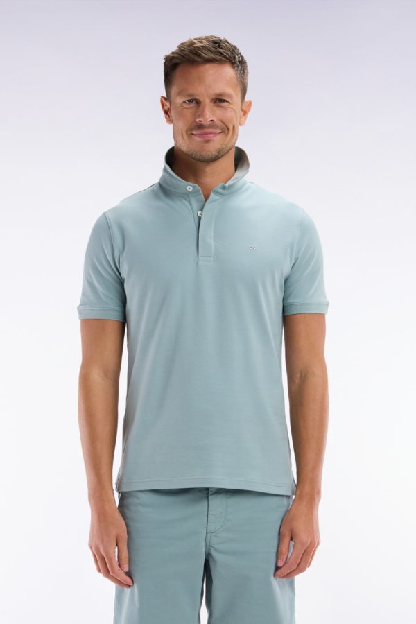 Polo À Manches Courtes En Coton Stretch Gris Moyen Coupe Ajustée Eden Park