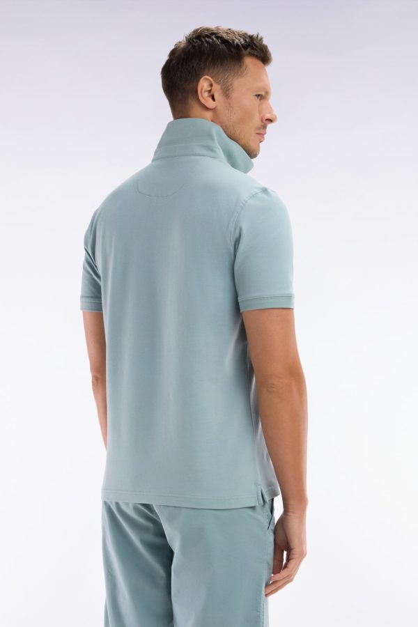 Polo À Manches Courtes En Coton Stretch Gris Moyen Coupe Ajustée Eden Park – Image 3