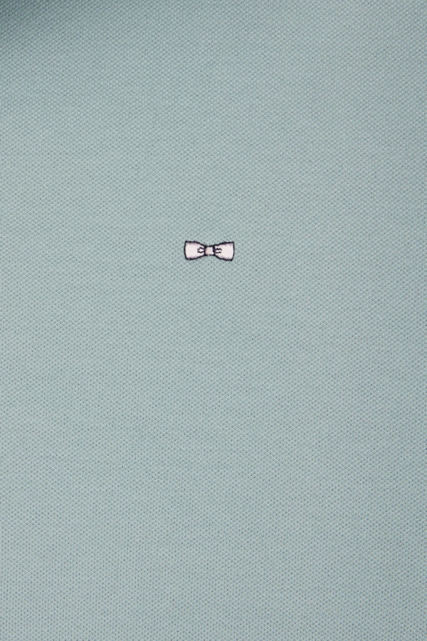 Polo À Manches Courtes En Coton Stretch Gris Moyen Coupe Ajustée Eden Park – Image 5