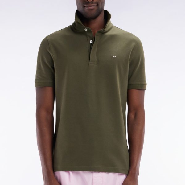 Polo À Manches Courtes En Piqué Coton Stretch Kaki Coupe Ajustée Eden Park