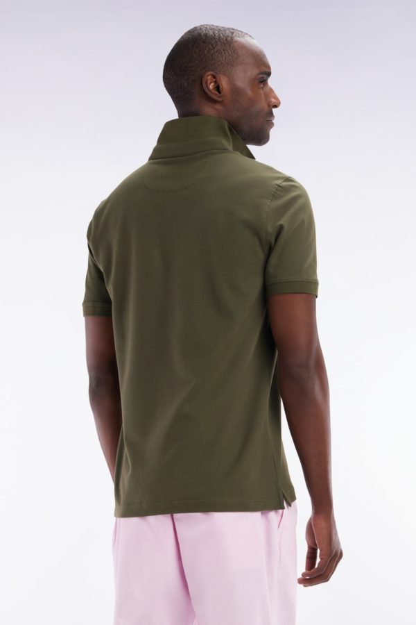 Polo À Manches Courtes En Piqué Coton Stretch Kaki Coupe Ajustée Eden Park – Image 3