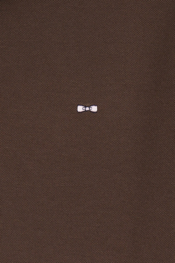 Polo À Manches Courtes En Piqué Coton Stretch Marron Coupe Ajustée Eden Park – Image 5