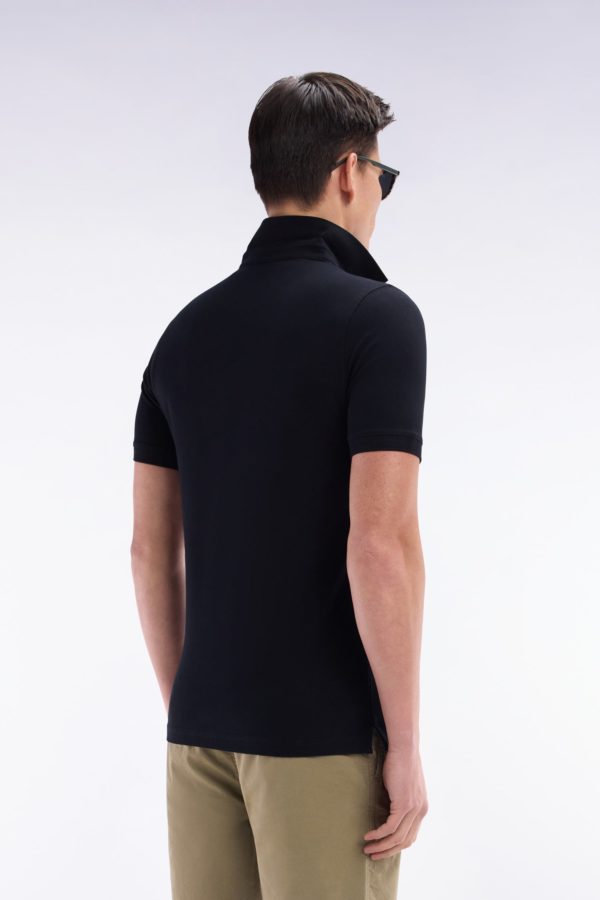 Polo À Manches Courtes En Coton Stretchnoir Coupe Ajustée Eden Park – Image 2