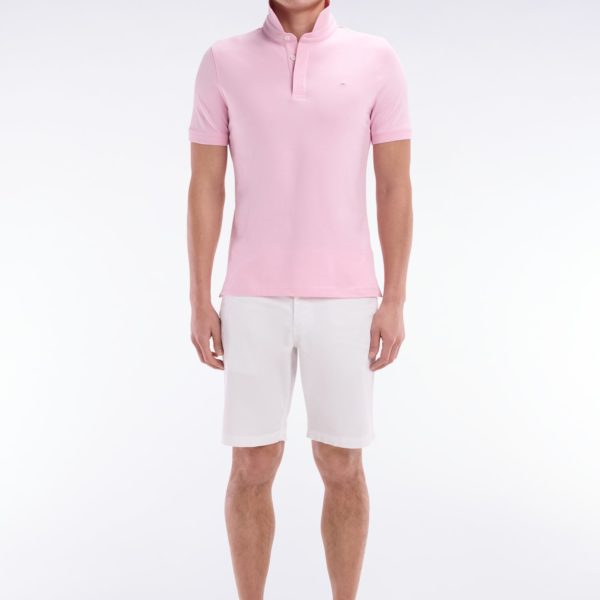 Polo À Manches Courtes En Piqué Coton Stretch Rose Coupe Ajustée Eden Park