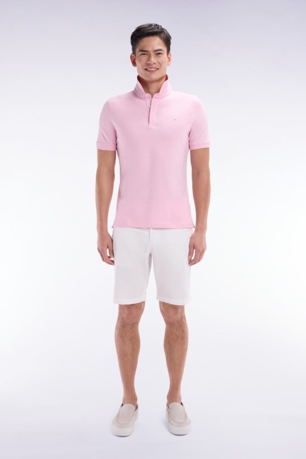 Polo À Manches Courtes En Piqué Coton Stretch Rose Coupe Ajustée Eden Park