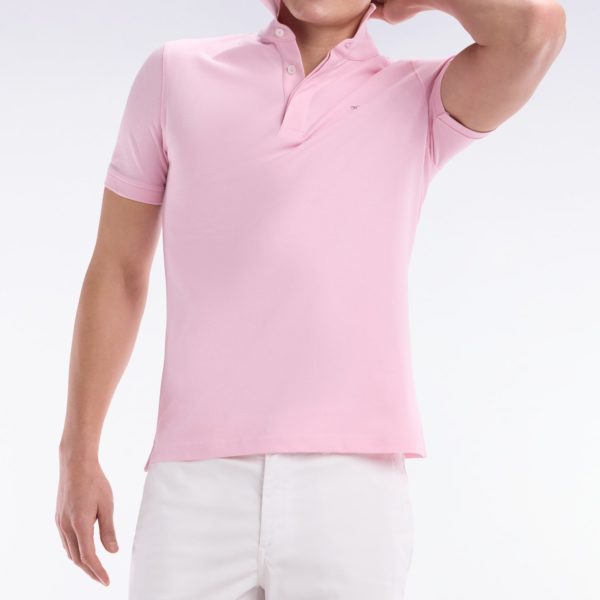 Polo À Manches Courtes En Piqué Coton Stretch Rose Coupe Ajustée Eden Park