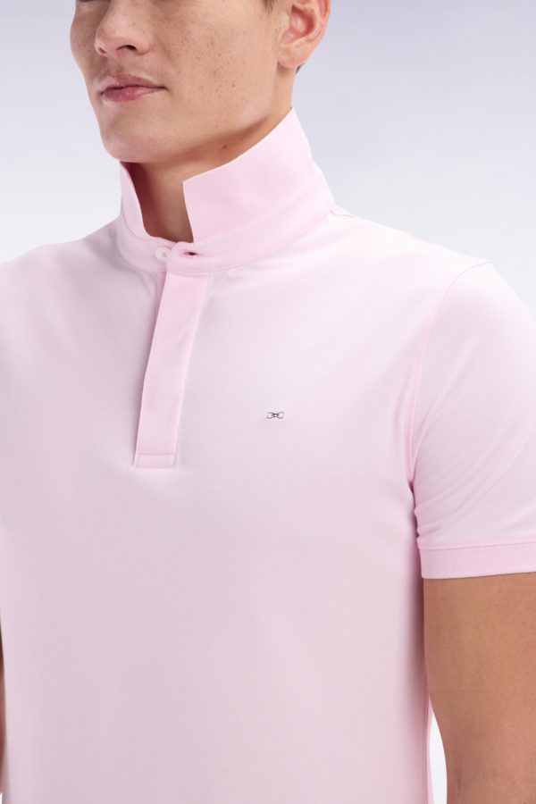 Polo À Manches Courtes En Piqué Coton Stretch Rose Pâle Coupe Ajustée Eden Park – Image 4