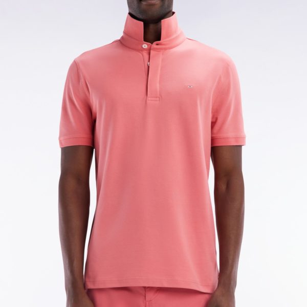 Polo À Manches Courtes En Piqué Coton Stretch Rose Saumon Coupe Ajustée Eden Park