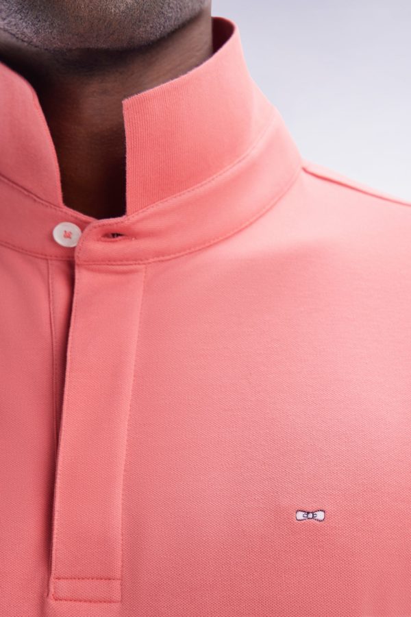 Polo À Manches Courtes En Piqué Coton Stretch Rose Saumon Coupe Ajustée Eden Park – Image 4